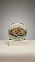 Handpainted Glass Pet Keepsake with Gilded Accents