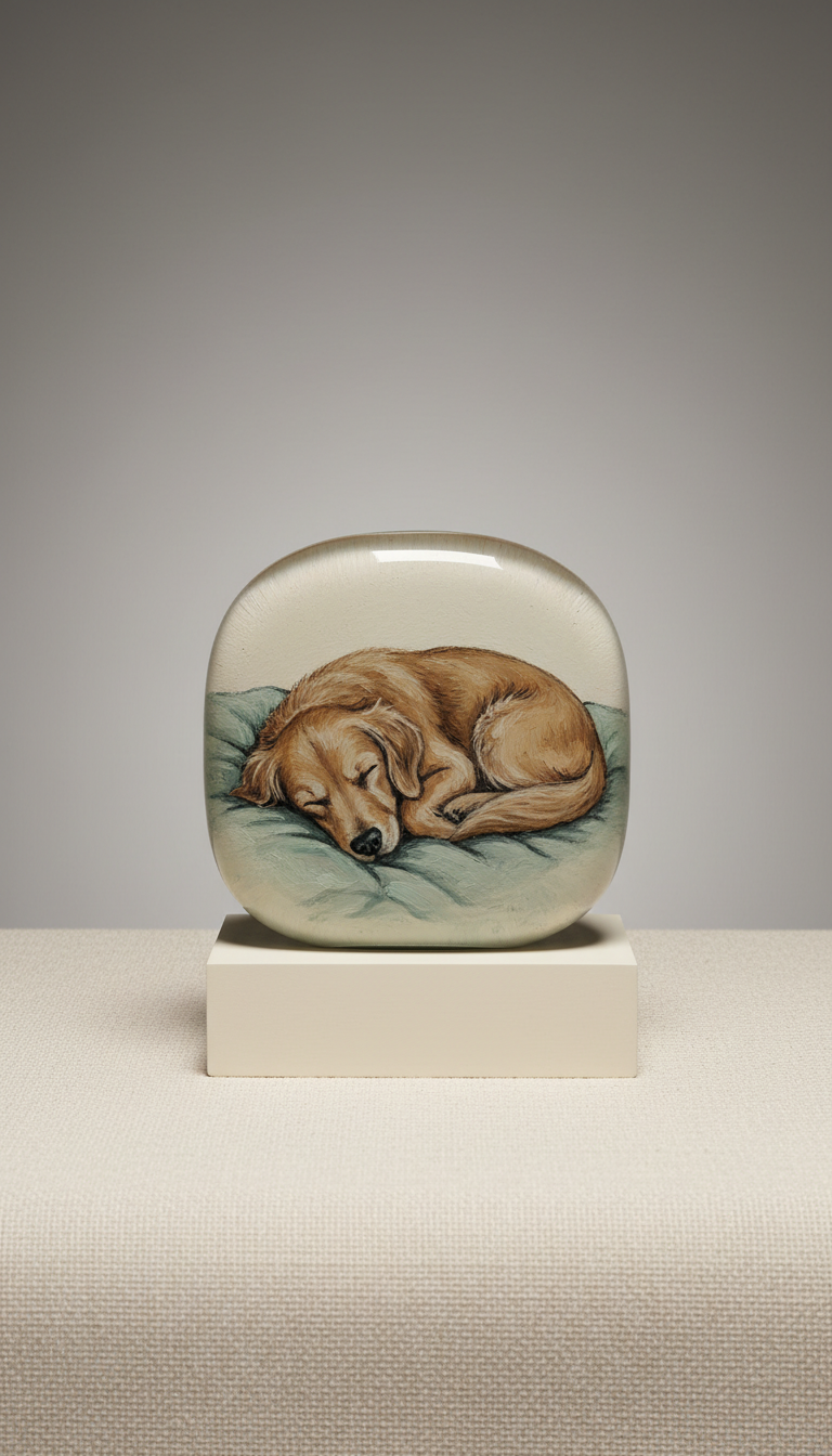Handpainted Glass Pet Keepsake with Gilded Accents